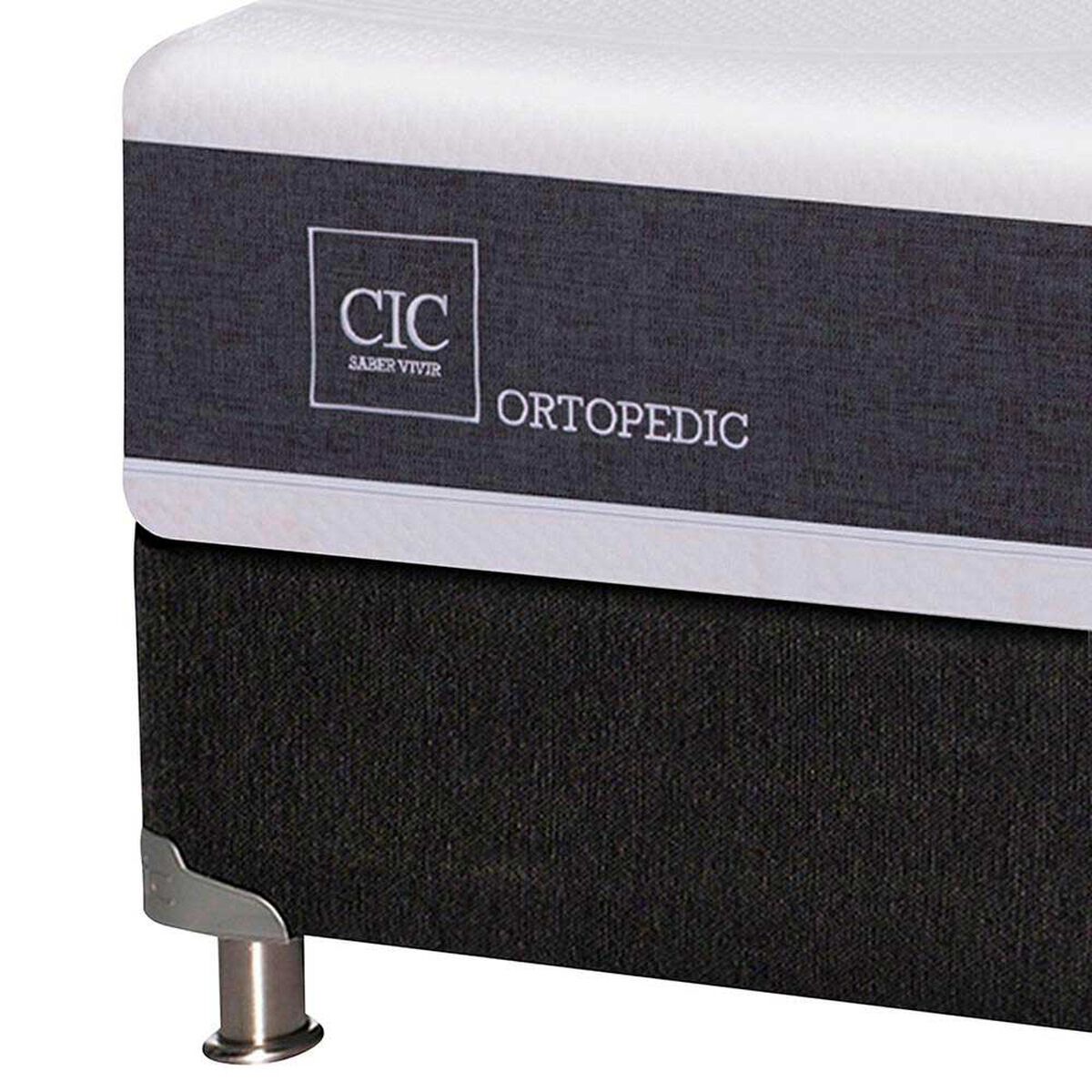 Box Spring CIC 1,5 Plazas New Ortopedic + Respaldo + Velador New Dublin