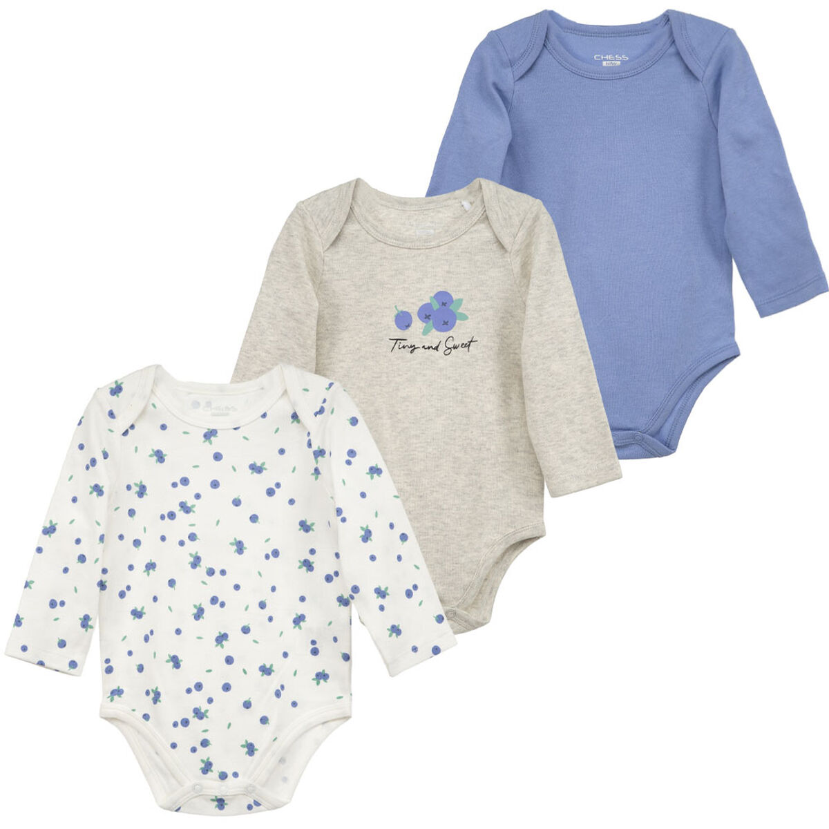 Pack 3 Body Manga Larga Chess Baby