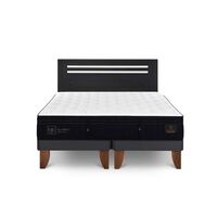 Cama Europea CIC Base Dividida 2 Plazas Premium + Respaldo Munich Negro