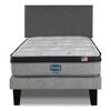 Cama Europea Simmons 1,5 Plazas Dreamer Plazasus Box + Respaldo Praga Gris