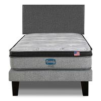 Cama Europea Simmons 1,5 Plazas Dreamer Plazasus Box + Respaldo Praga Gris
