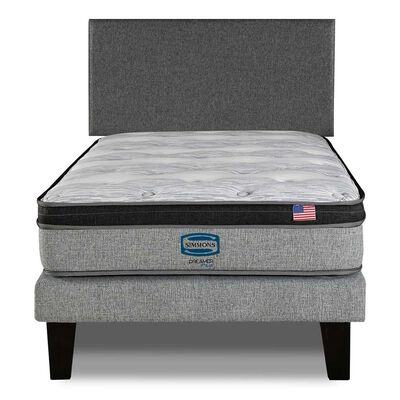 Imagen 1 del producto Cama Europea Simmons 1,5 Plazas Dreamer Plazasus Box + Respaldo Praga Gris