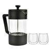 Pack Cafetera Francesa 600 ml + Set 2 Tazas 80 ml Simplit Negro