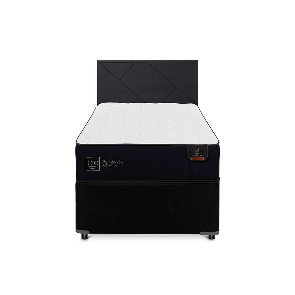 Cama Nido CIC 1,5 Plazas Premium + Respaldo Villarrica Negro