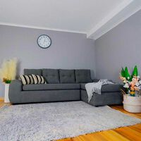 Seccional Derecho Elegant Houston Cheise Tela 5 Cuerpos Gris