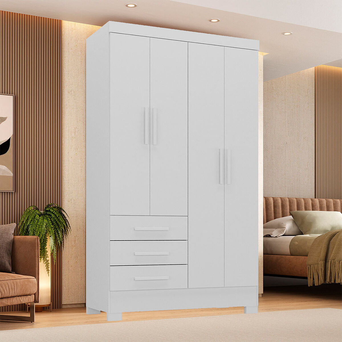 Closet Di Poretti Design Paraty 3 Cajones 4 Puertas Blanco