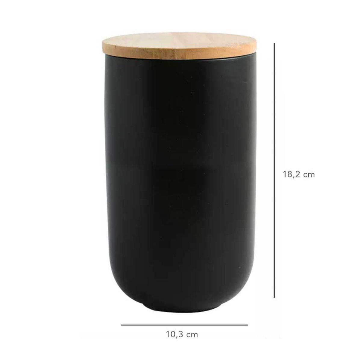 Contenedor de Cerámica Hermético Tapa Madera Simplit L Negro
