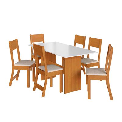 Juego de Cómedor Home Mobili Amalia 6 Sillas Café y Blanco Off