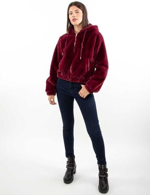 Imagen 2 del producto Chaqueta Crop Terciopelo Plush Mujer Fiorucci Burdeo, Negro