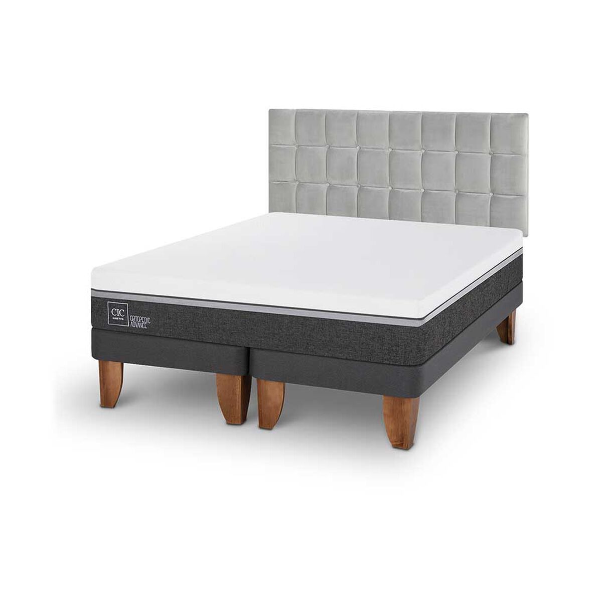 Cama Europea CIC Base Dividida King Ortopedic Advance + Respaldo Sile