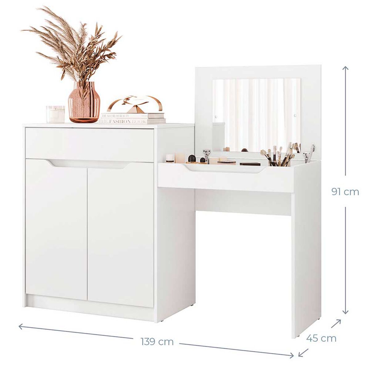 Tocador Vekkahome Trend 2 Puertas 1 Cajón Blanco