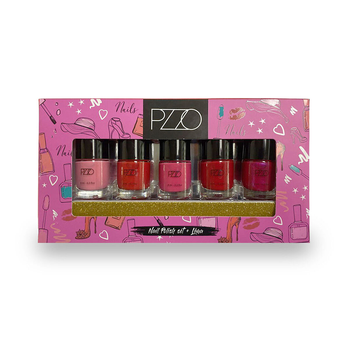 Set 5 Esmaltes Nail Polish + Lima Rose Petrizzio