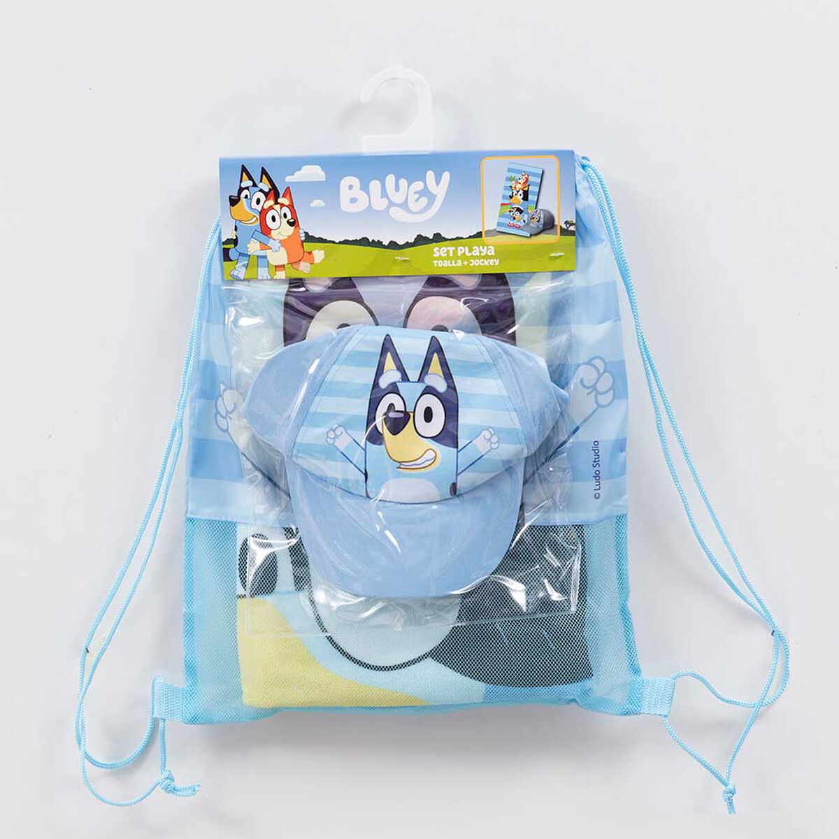 Toalla de Playa Infantil + Jockey Bluey Familia 70 x 140 cm