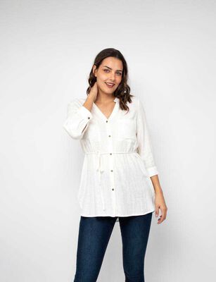 Imagen 1 del producto Blusa Lisa Manga 3/4 Mujer Zibel Blanco