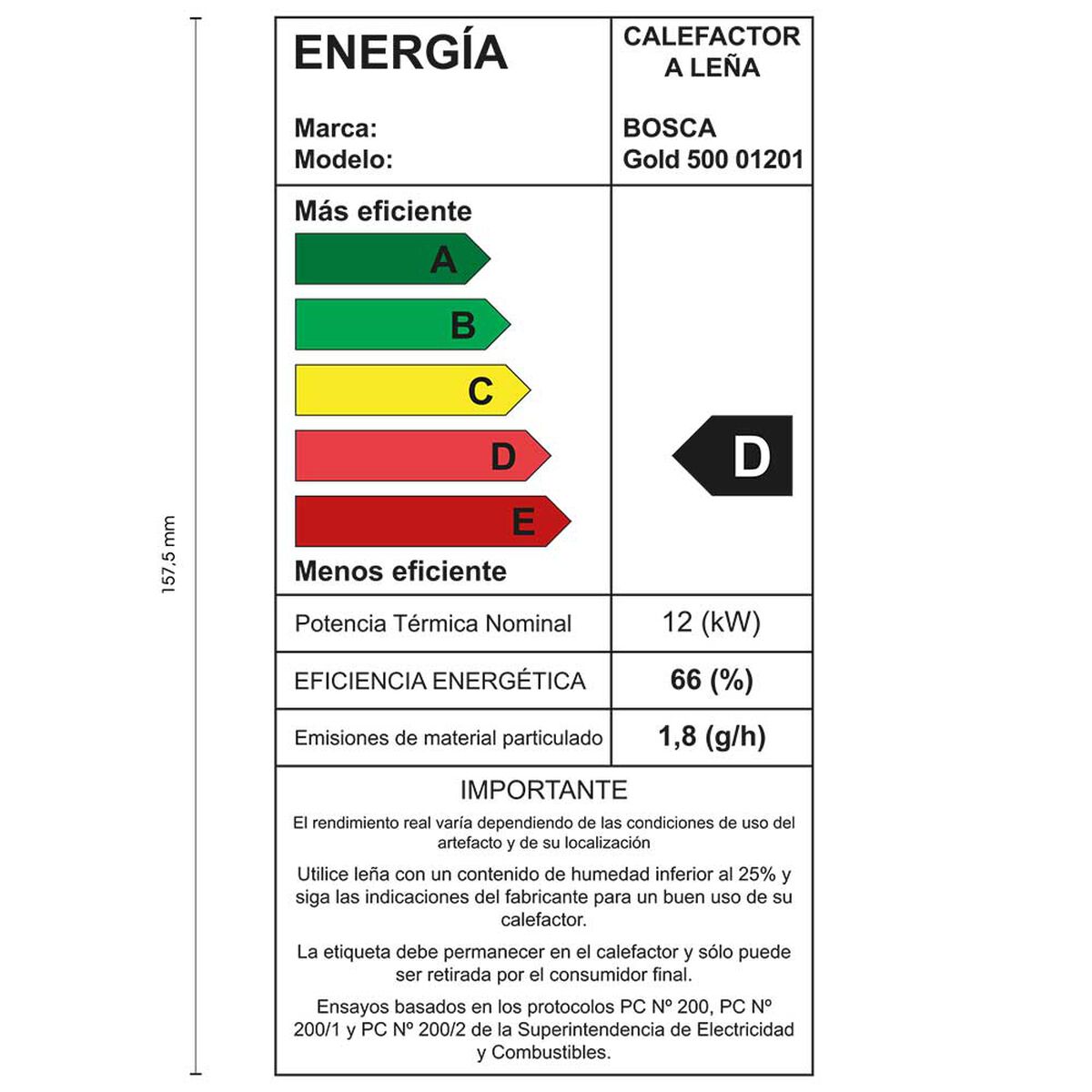 Combustión a Leña Bosca Gold Charcoal