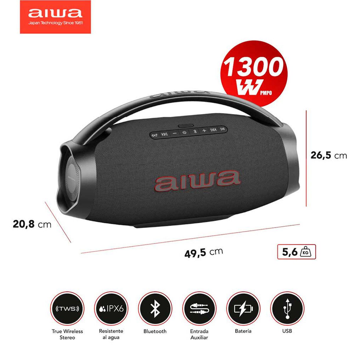 Parlante Bluetooth AIWA Aw-h51bt NEGRO