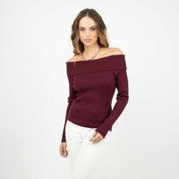 Sweater Bardot Mujer Soviet Burdeo, Marengo, Negro