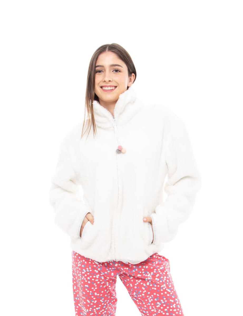 Polerón de Pijama Peludo con Cierre Mujer Icono