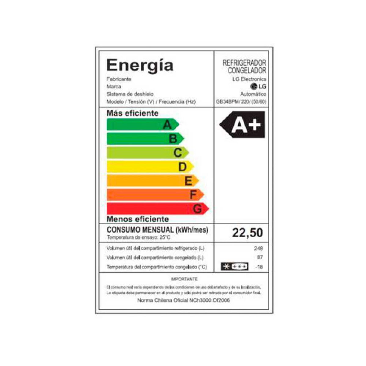 LG Refrigerador Bottom Freezer 335 GB34BPM.AEPPECL 172 x 60 CM