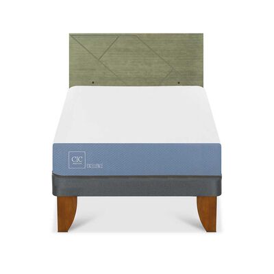 Cama Europea CIC 1,5 Plazas Excellence + Respaldo Villarrica Olivo