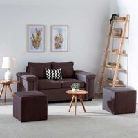 Sofá Mons Sicilia 2 Cuerpos + Dos Pouf 1 Cuerpo Chocolate