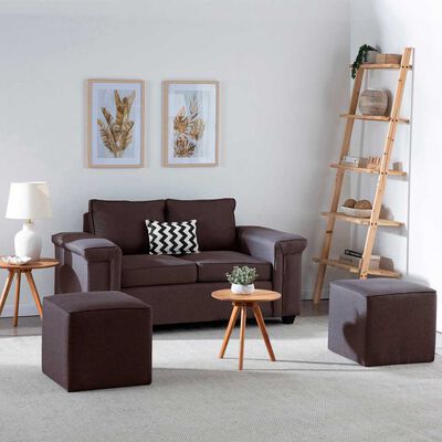 Sofá Mons Sicilia 2 Cuerpos + Dos Pouf 1 Cuerpo Chocolate