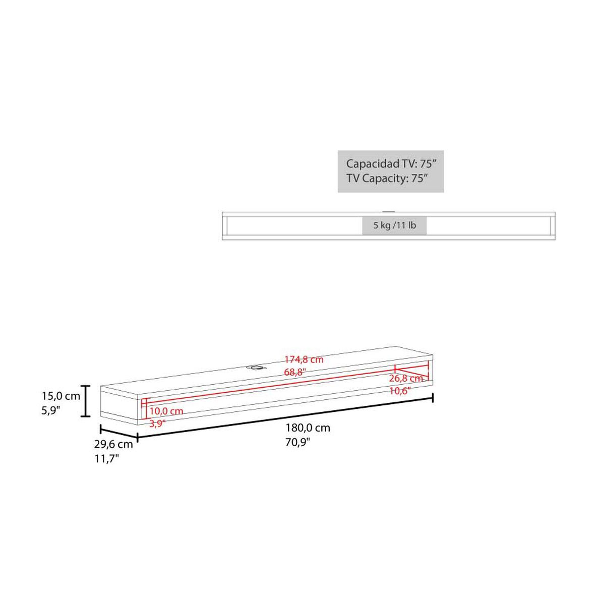 Panel TV TuHome Luft Hasta 75" Bardolino Y Blanco