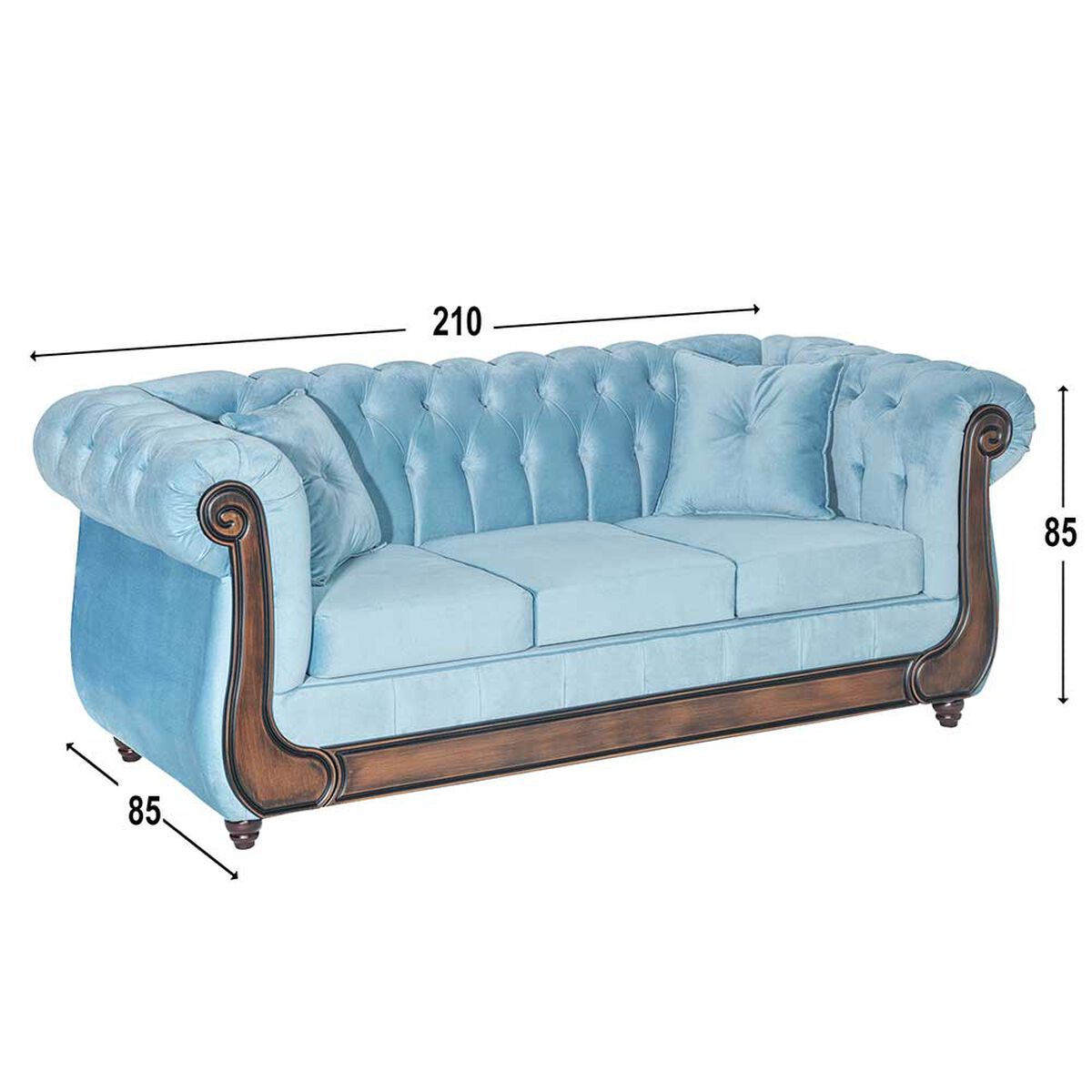 Sofá Muebles M&E Paris 3 Cuerpos Turquesa