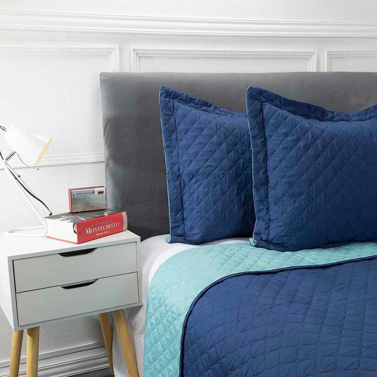 Cubrecama Bicolor Casanova 2 Plazas Azul Aqua