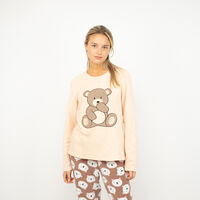 Pijama Polar Mujer Icono Beige, Rosado