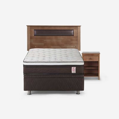 Boxet Rosen 1,5 Plazas New Style 6 + Respaldo + Velador Ferrara