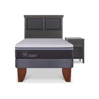 Cama Europea CIC 1,5 Plazas Ortopedic Advance + Respaldo + Velador Torino