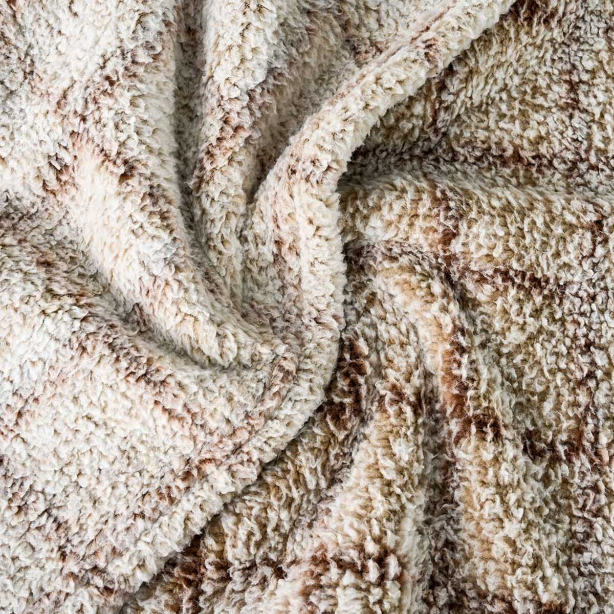 Frazada American Family Sherpa King Cuadros Beige