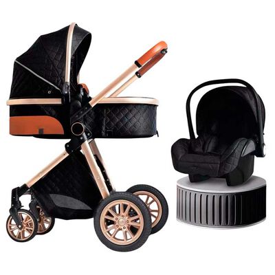 Imagen 1 del producto Coche Deluxe con Silla Nido y Accesorios Negro Lubabycas
