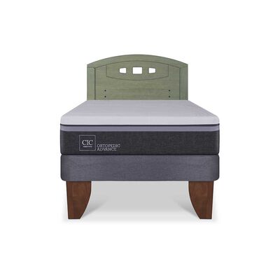 Cama Europea CIC 1,5 Plazas Ortopedic Advance + Respaldo Gales Olivo