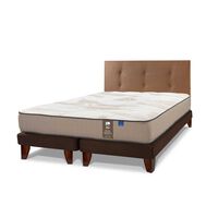 Cama Europea Flex 2 Plazas Dual Sensity + Respaldo Royal Café