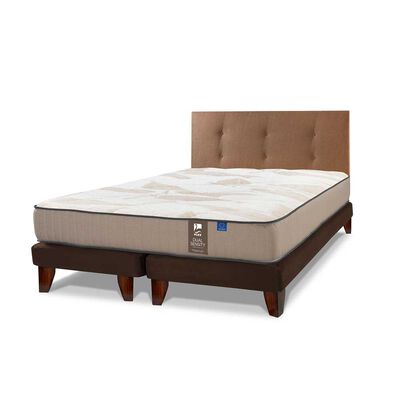 Imagen 1 del producto Cama Europea Flex 2 Plazas Dual Sensity + Respaldo Royal Café