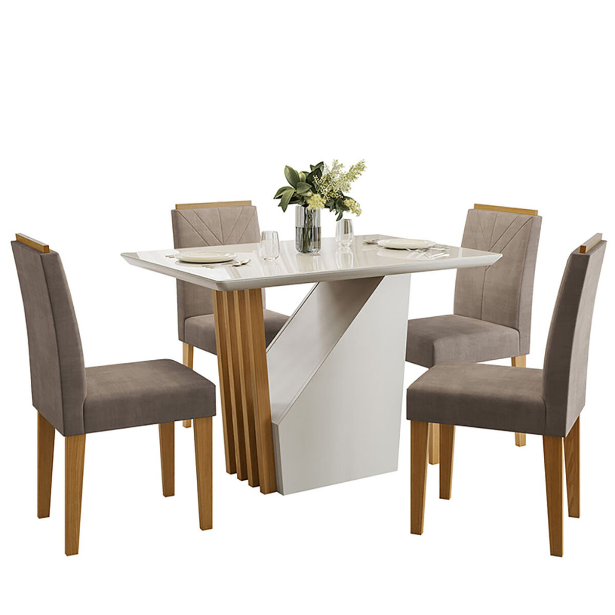 Juego de Comedor VekkaHome Vezna 4 Sillas Gris