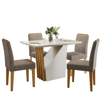 Juego de Comedor VekkaHome Vezna 4 Sillas Gris