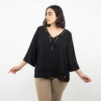 Blusa Manga 3/4 Mujer Extralindas Negro