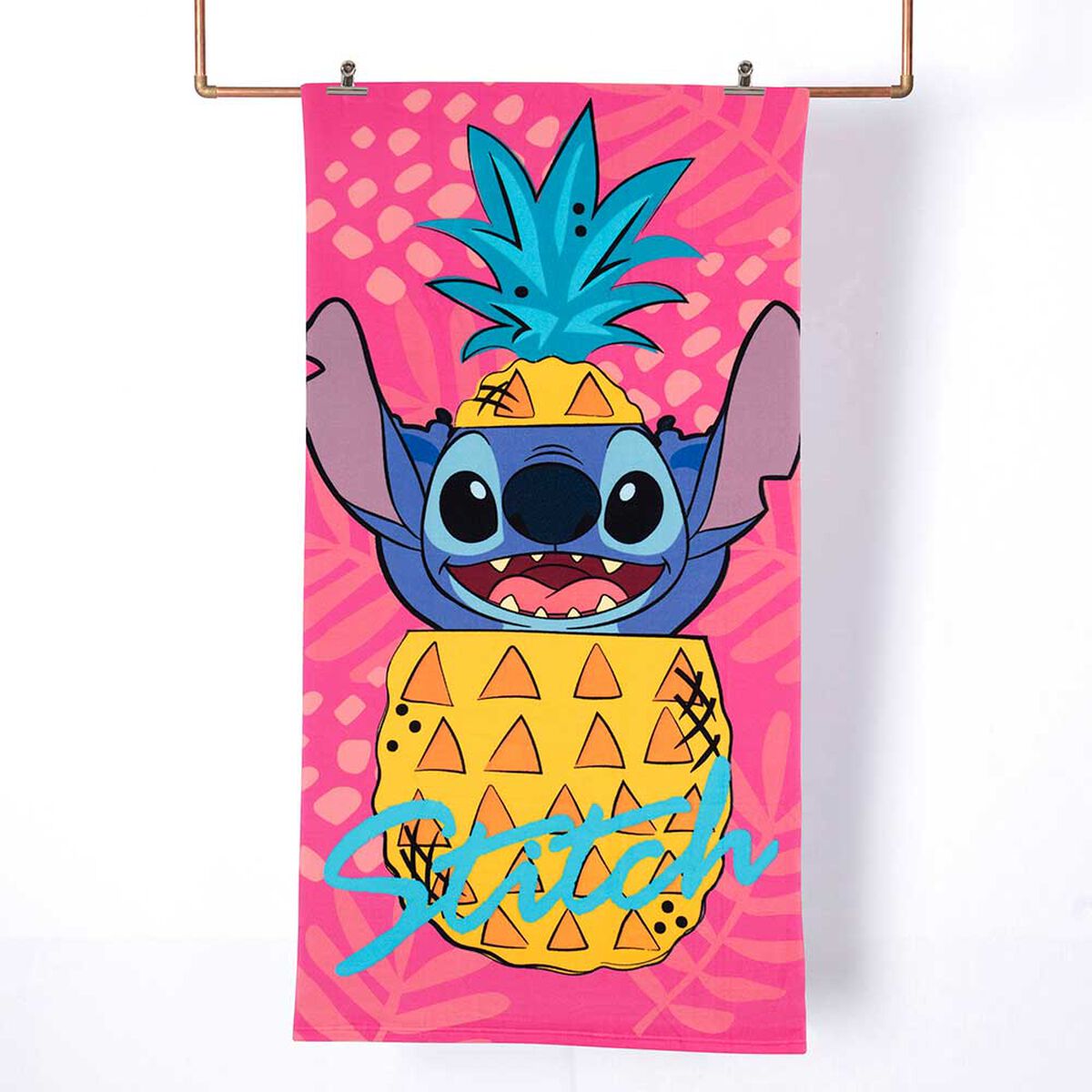Toalla de Playa Infantil con Bolso Disney Piña Stitch 70 x 140 cm