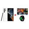 Combo Celular Samsung Galaxy S22 Ultra 128GB 6,8" Phantom White Liberado + LED 55" UN55AU7090 Smart TV 4K Ultra HD + Smartwatch Galaxy Watch4 LTE 40mm Black 