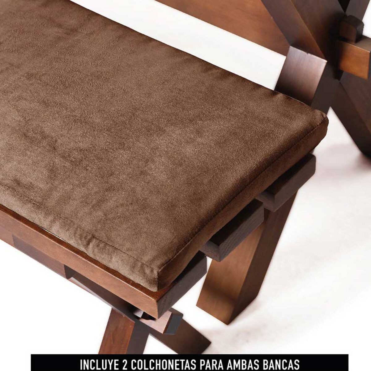 Juego de Comedor Latam Home Sevilla Murcia 2 Sillas + 2 Bancas Velvet Chocolate