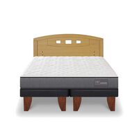 Cama Europea CIC Base Dividida 2 Plazas Anatomic + Respaldo Gales Mostaza