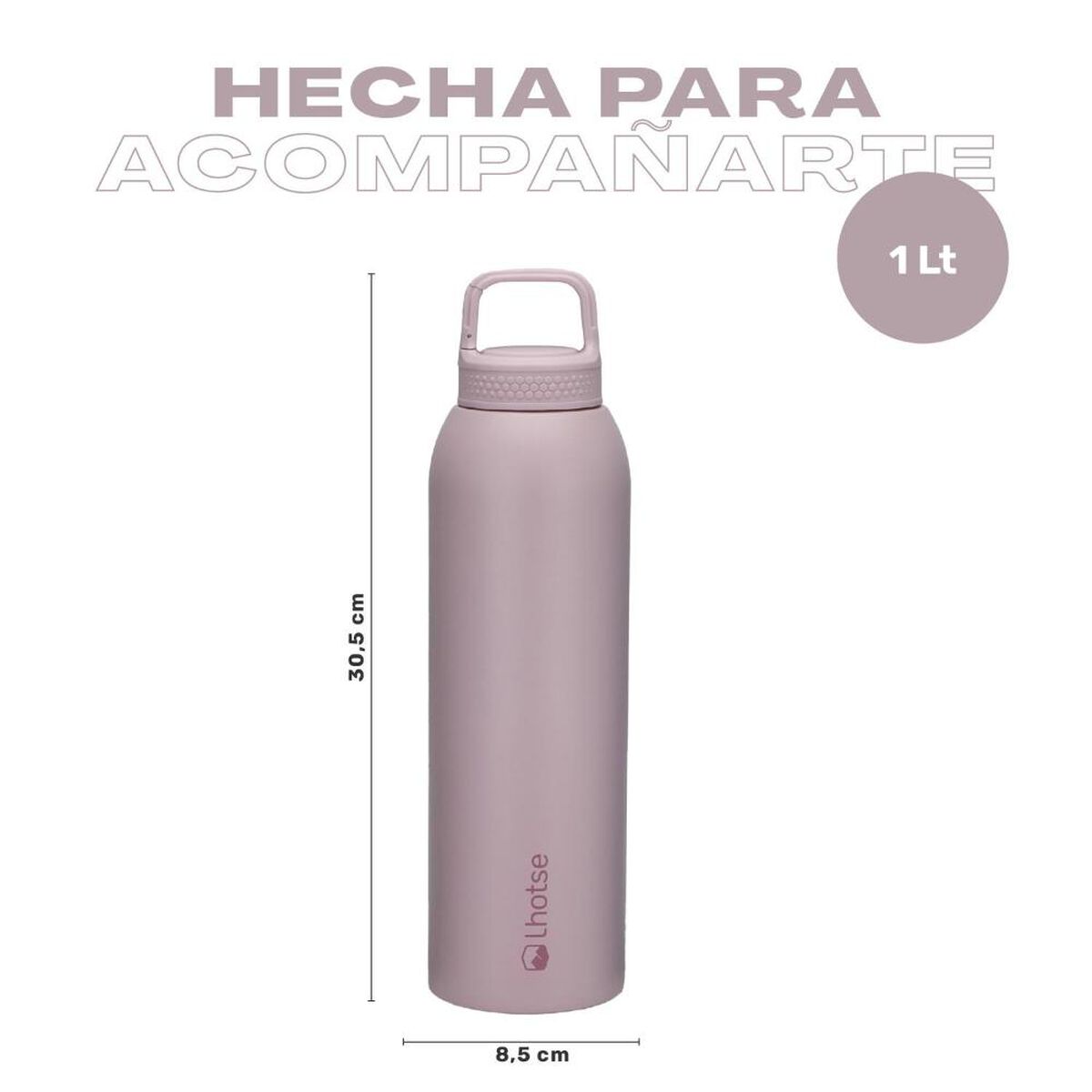 Botella T&eacute;rmica Agua Lhotse Acero Inox 3 Tapas HydroCore 1Lt Rosa