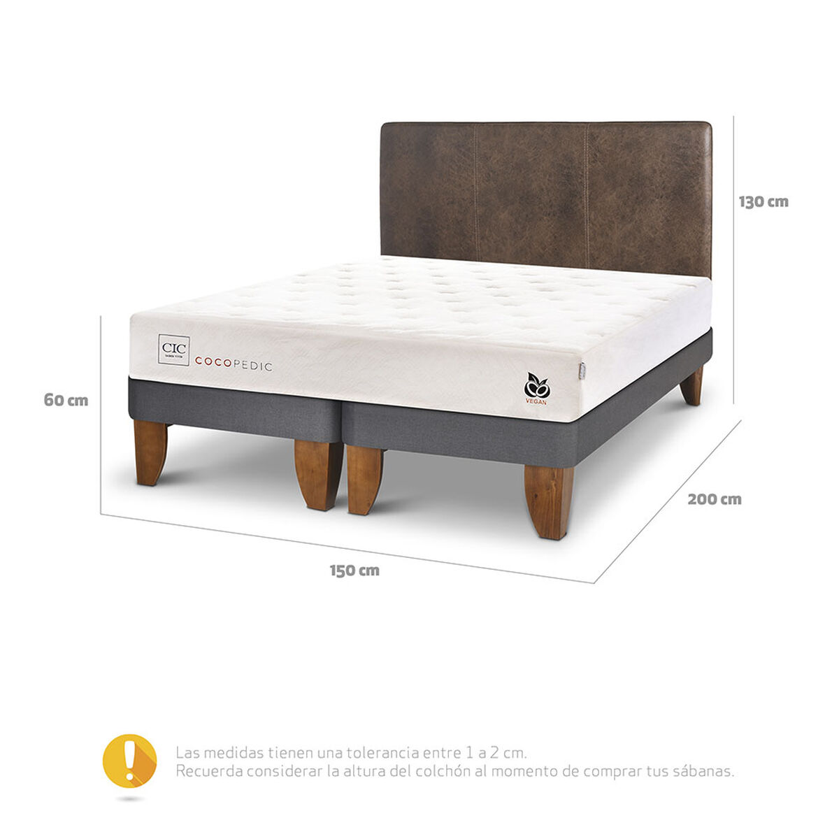 Cama Europea CIC Base Dividida 2 Plazas Cocopedic