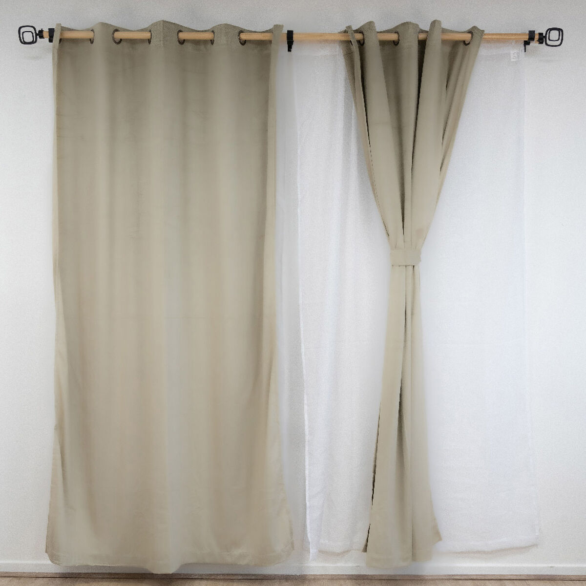 Set Cortina Doral Luciana 6 Piezas 140x220 cm Beige