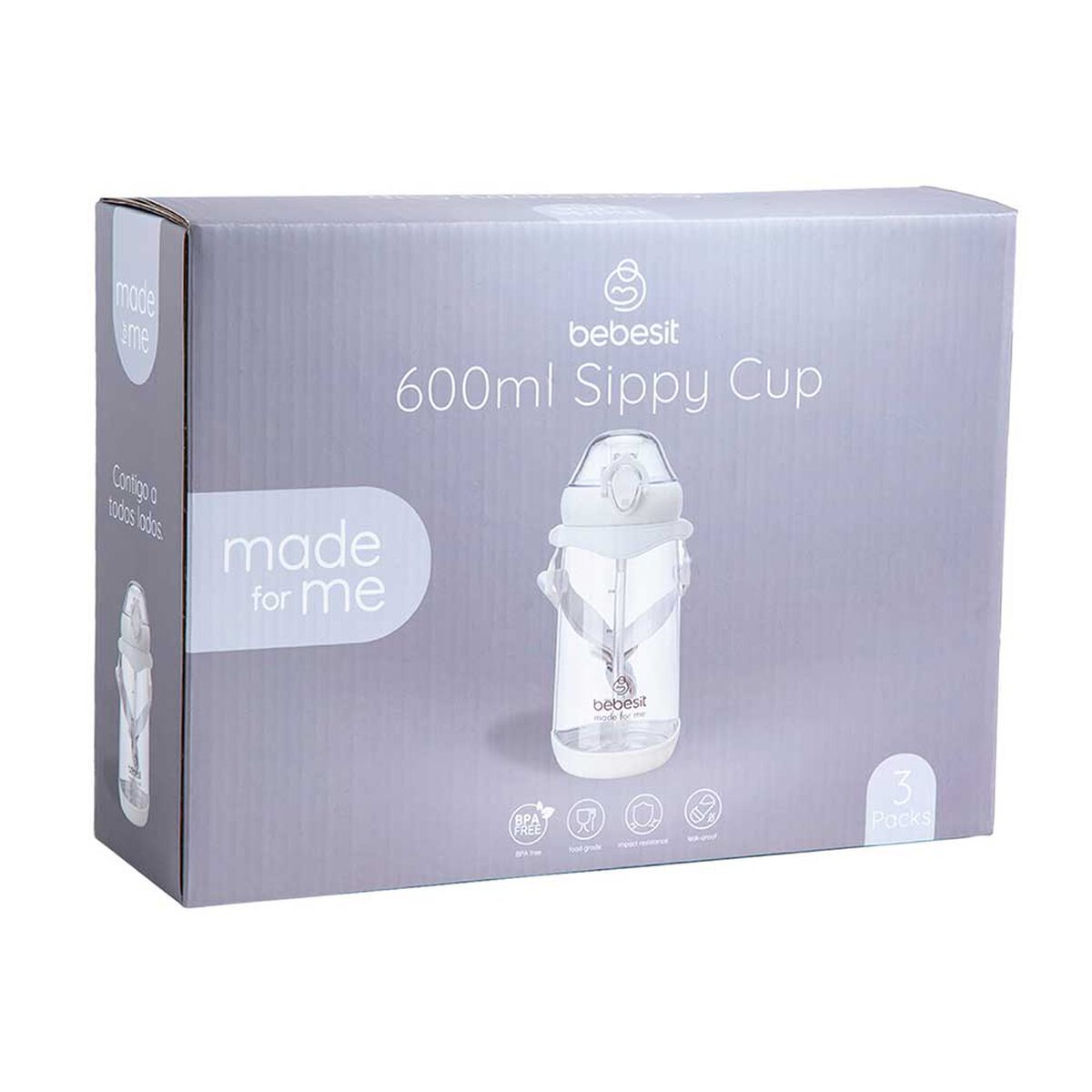 Vaso de entrenamiento Pack x 3 600ml Antiderrame 12M+ Bebesit