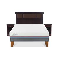 Cama Europea CIC 2 Plazas Excellence Plus + Respaldo + 2 Veladores Dublin Chocolate