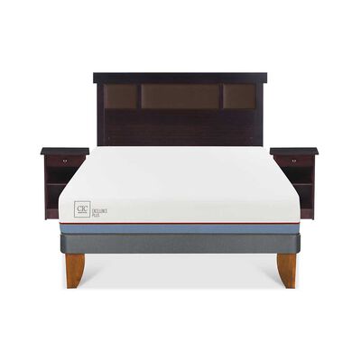 Cama Europea CIC 2 Plazas Excellence Plus + Respaldo + 2 Veladores Dublin Chocolate